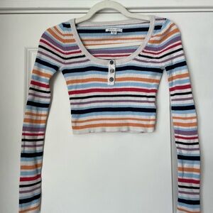 American Eagle Outfitters Multicolor Striped Henley Top